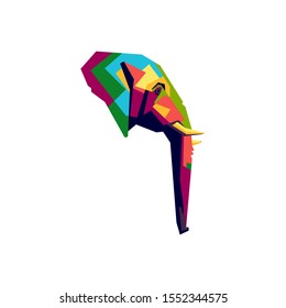 elephant head logo with wpap style. colorful elephant logo
