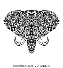 Elephant head mandala arts isolated on white background