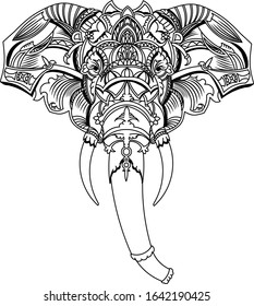 Elephant Head Mandala Motifs Floral Ornaments Stock Vector (Royalty ...