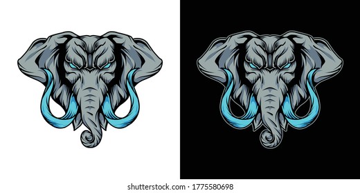 Elephant Head Mascot Logo Illustration