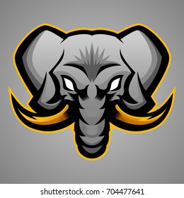 elephant head mascot for sport team graphic logo and symbol