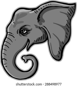 elephant head mascot, vector illustration