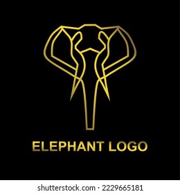 Elephant head modern logo design with luxury gold colour