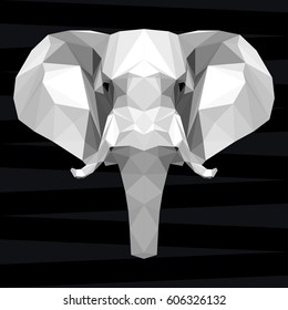 Elephant head. Nature and animals life theme background. Abstract geometric polygonal triangle elephant pattern for design t shirt, card, invitation, poster, banner, placard, billboard cover