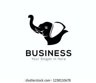 elephant head with negative ears logo design inspiration