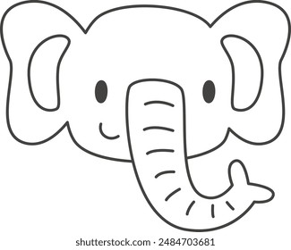 Ilustración vectorial de contorno de cabeza de elefante