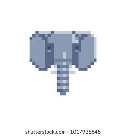 Elephant head pixel art icon isolated vector illustration. African, indian animal. Logo, sticker design. 