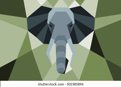 Elephant head with poly diagonal design.