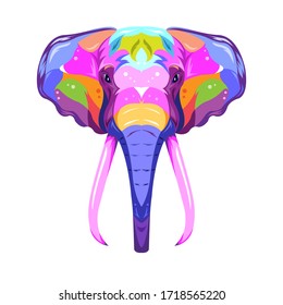 elephant head with pop art against a white background