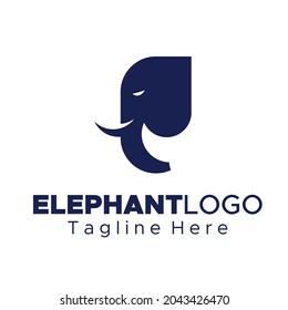 elephant head side view logo illustration vector design