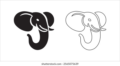 elephant head silhouette bold and line vector illustration eps 10 on a white background fully editable high-quality file.