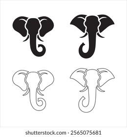 elephant head silhouette bold and line vector illustration eps 10 on a white background fully editable high-quality file.