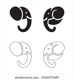 elephant head silhouette bold and line vector illustration eps 10 on a white background fully editable high-quality file.