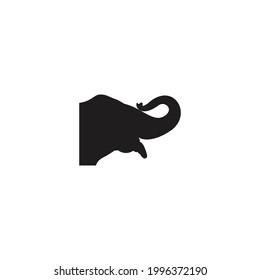 elephant head silhouette icon vector on a white background
