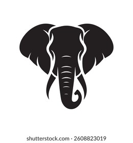 Elephant head silhouette logo icon isolated on white background, animal clip art