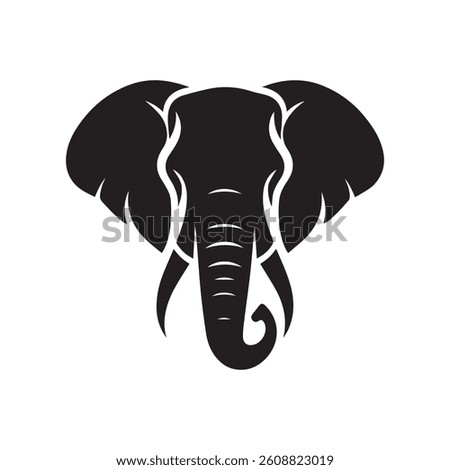 Elephant head silhouette logo icon isolated on white background, animal clip art