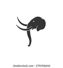 Elephant head silhouette vector on a white background