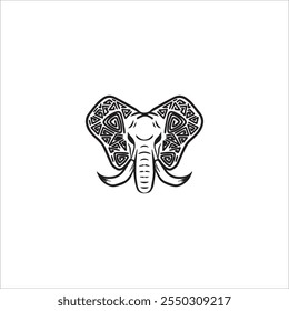 elephant head sketch vector with traditional style