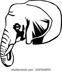 Elephant Head with Tusks Vector Illustration