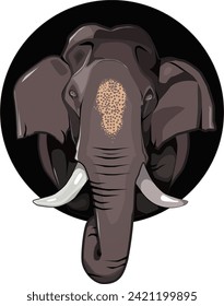 Elephant head vector art .asian elephant with black back ground
