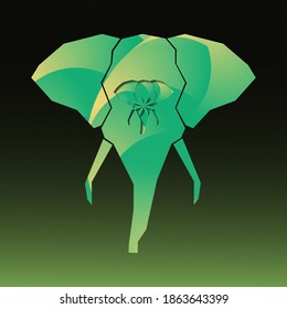 Elephant head vector with a child elephant embedded 