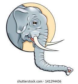 Elephant Head Vector drawing/Elephant Head/ Vector drawing of an elephant head, Easy to edit layers, meshes and gradients and blends used
