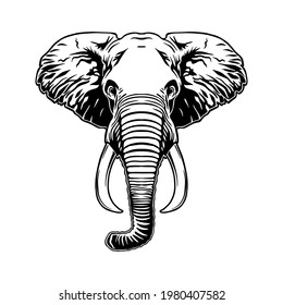 Elephant head vector file. Elephant clipart for cutting venil stickers and printing svg