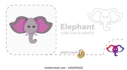 Elephant head vector flat illustration icon
