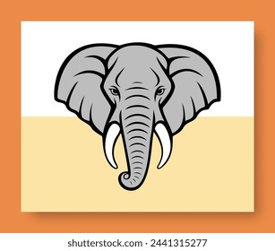 Elephant head vector illustration. Animal world. Elephant, drawing, trunk, head, symbol, image, emblem on a colored background. Flat style elephant face for graphic and web design, logo and more.