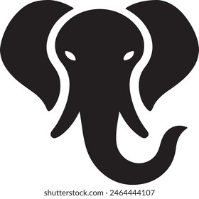 Elephant head vector illustration. Elephant, drawing, trunk, head, symbol, image, emblem on a white background. Flat style elephants face for graphic and web design, logo,
