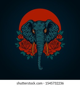 elephant head vector illustration, editable and detailed