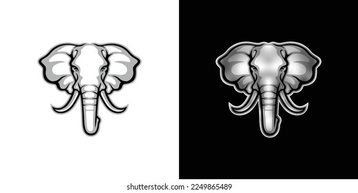 Elephant head vector illustration logo on white and black background	