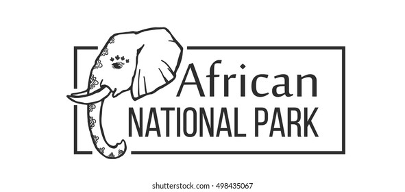 Elephant head. Vector illustration. National park