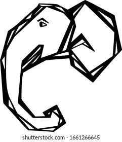 elephant head in vector, line graphics