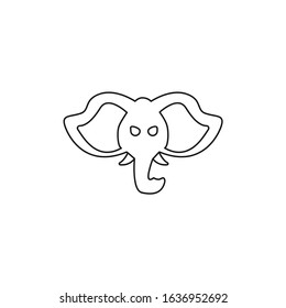 Elephant head vector line icon on white background