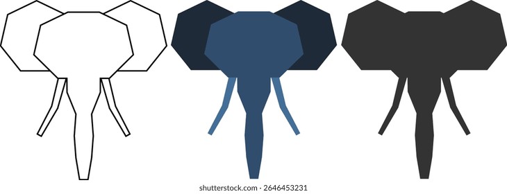 Elephant head vector outline shape silhouette and color, for logo icon and design element vector illustration