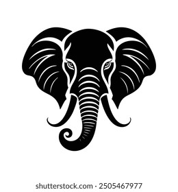 Silueta de Vector de cabeza de elefante, Ilustración vectorial de silueta de cabeza de elefante, arte de línea, conjunto de silueta de cabeza de elefante, Ilustración vectorial.