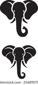 elephant  head vector silhouette illustration for commercial use 