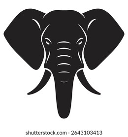 Elephant head Vector Style silhouette in clean white background