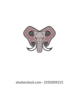 elephant head vector with traditional style