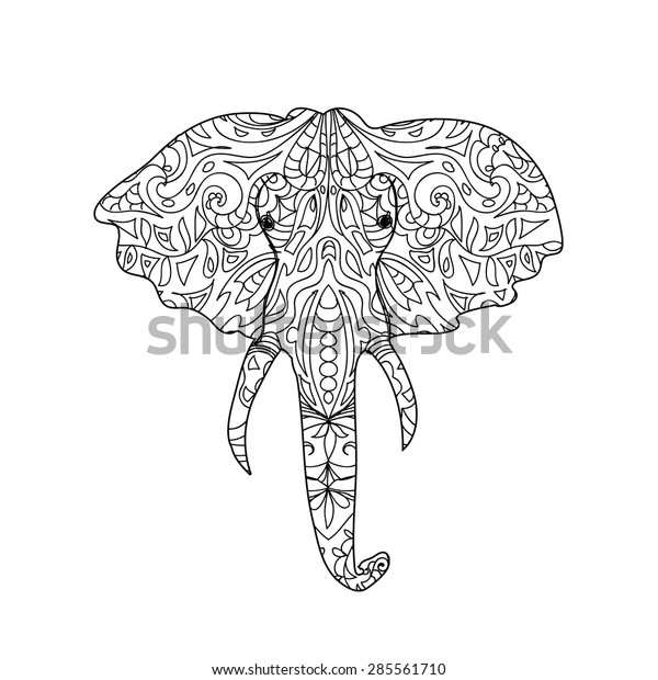 Elephant Head Zentangle Stock Vector (Royalty Free) 285561710