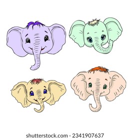 Elephant with heart, cute elephant with smile, elephant in love, vector illustration EPS10