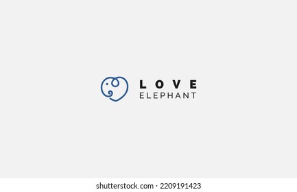 Elephant heart icon logo. Creative line tooth vector symbol logotype