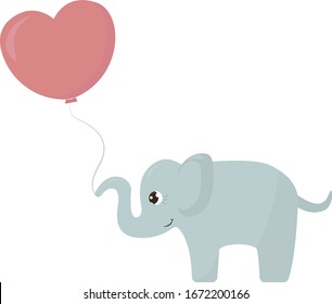 Elefante con corazón, ilustración, vector sobre fondo blanco.