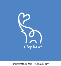 Elephant And Heart Vector Icon.