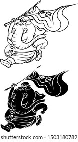 elephant hold flag logo and isolate on white background.