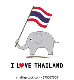 Elephant hold Thai flag for background and decoration.
