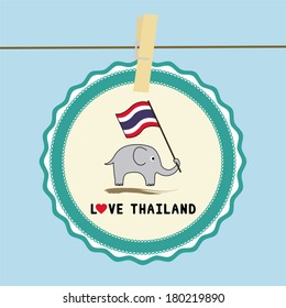 Elephant hold Thai flag. Card for decoration.