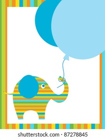elephant holding blue ballons, vector