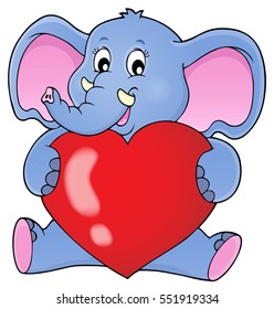Elephant holding heart theme image 1 - eps10 vector illustration.